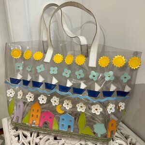 Braccialini plastic beach bag with leather accents